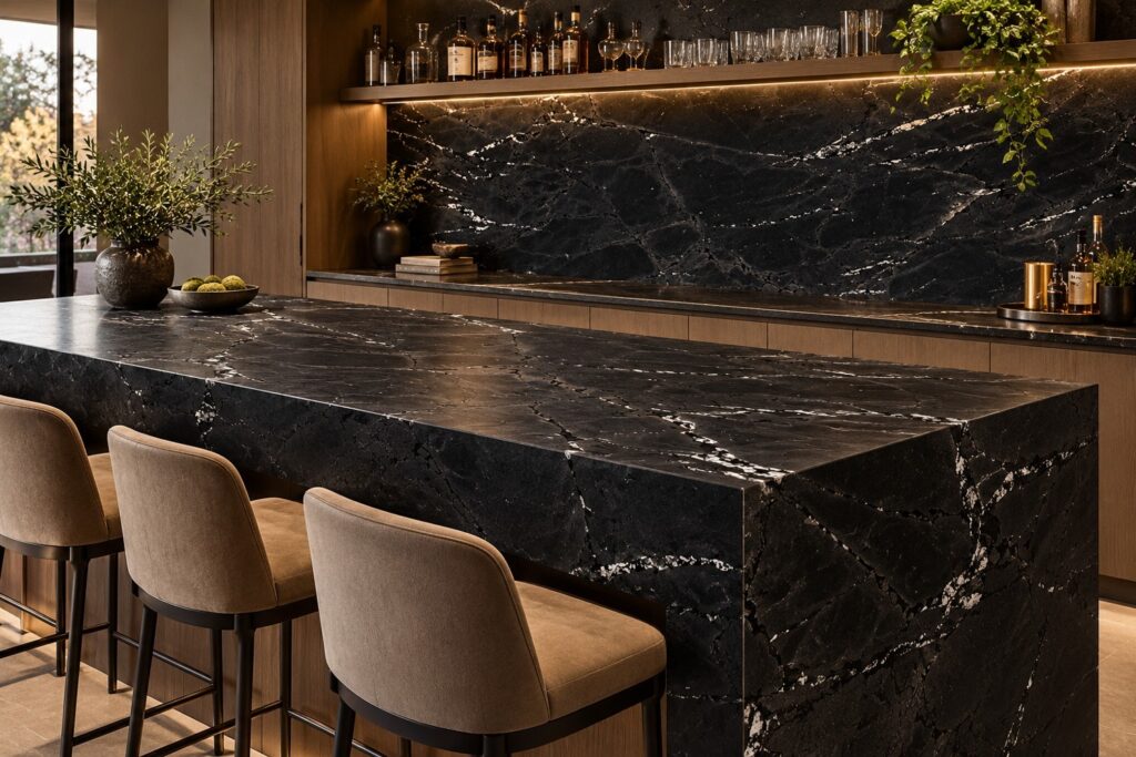 Interior concept using Black Diamond stone